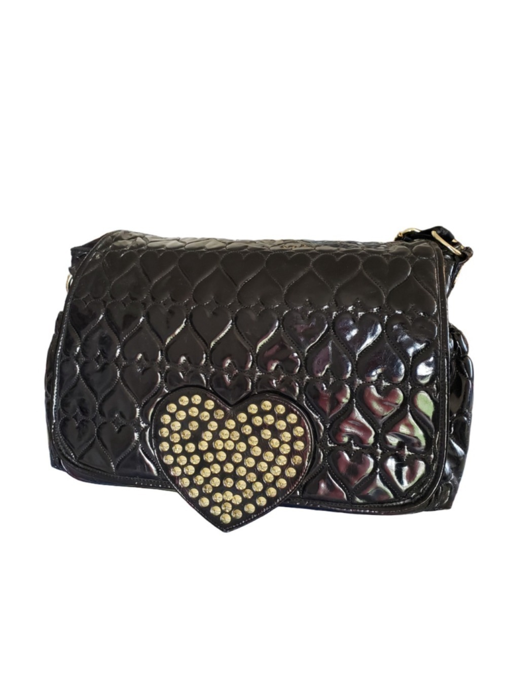 Betseyville Betsey Johnson Heart Quilted Diaper Bag Black